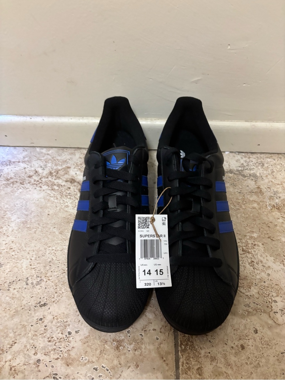 Adidas Superstar II Core Black / Semi Lucid Blue Mens 11.5/14 JR1632 - Picture 4 of 5